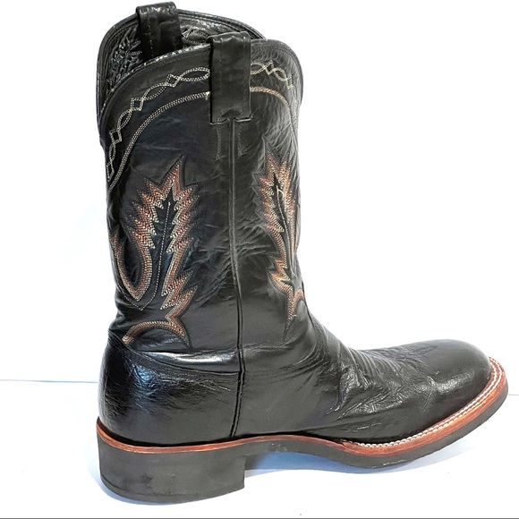 Larry Mahan Men’s Embroidered Black Leather Cowboy Western Stitched Boot Sz 10.5 - Picture 5 of 16